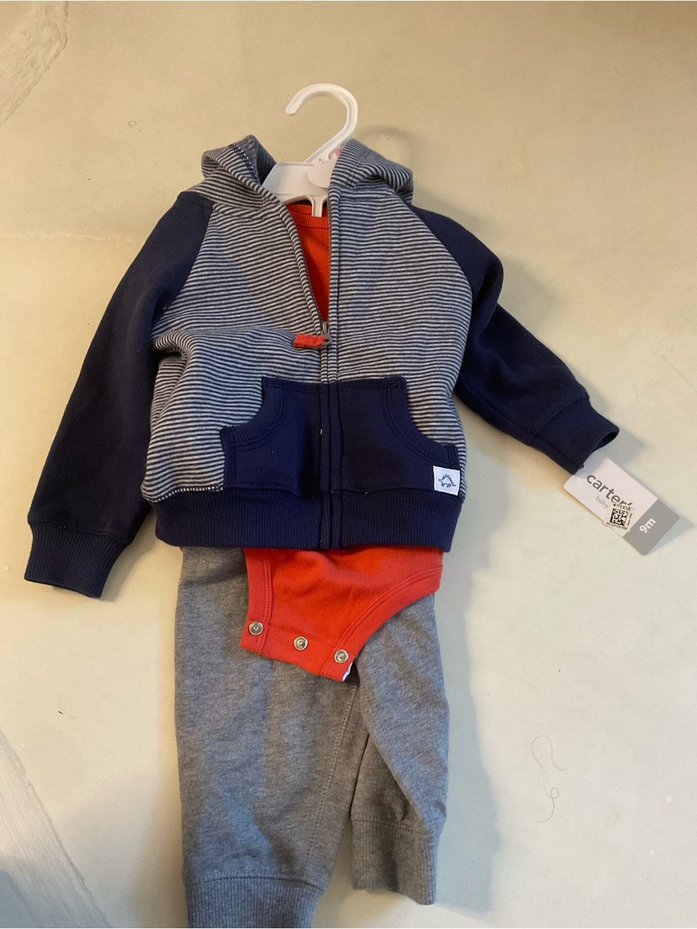 Carter's Navy, Gray & Red Jogger Set with Hoodie